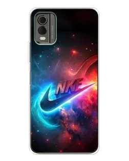Чехол для Nokia C32 с картинкой «Огненный логотип Nike»