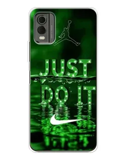 Чехол для Nokia C32 с картинкой «Зеленый неоновый Nike»