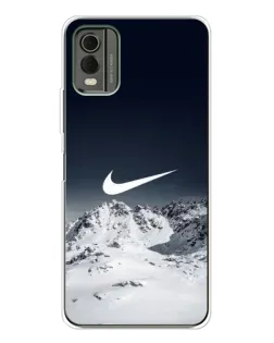 Чехол для Nokia C32 с картинкой «Nike — зимние горы»