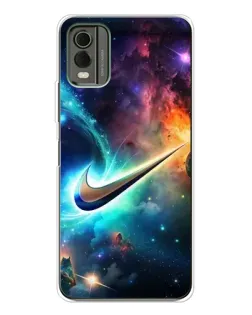 Чехол для Nokia C32 с картинкой «Космический Nike Swoosh»