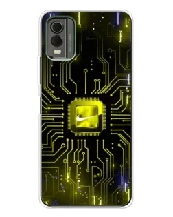 Чехол для Nokia C32 с картинкой «Nike — золотая искра»