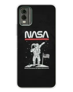 Чехол для Nokia C32 с картинкой «NASA — шагаем по Луне»