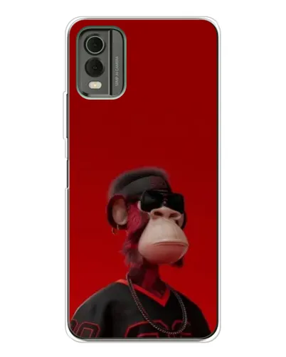 Чехол для Nokia C32 с картинкой «Bored Ape в красном»