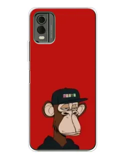 Чехол для Nokia C32 с картинкой «Bored Ape — красный фон» Чехол для Nokia C32 с картинкой «Bored Ape — красный фон»