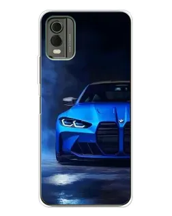 Чехол для Nokia C32 с картинкой «Голубая BMW M4»