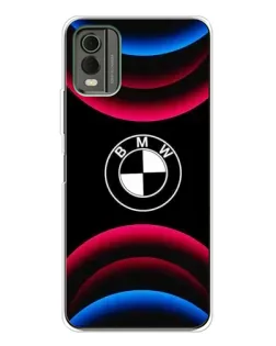 Чехол для Nokia C32 с картинкой «Логотип BMW и неоновые дуги»