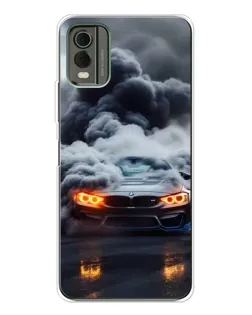 Чехол для Nokia C32 с картинкой «BMW в дыму»