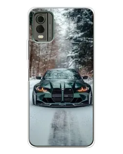 Чехол для Nokia C32 с картинкой «BMW в зимнем лесу»