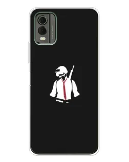 Чехол для Nokia C32 с картинкой «PUBG — силуэт воина»