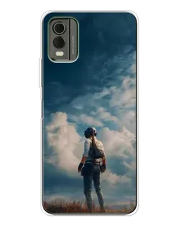 Чехол для Nokia C32 с картинкой «Герой PUBG на скале»