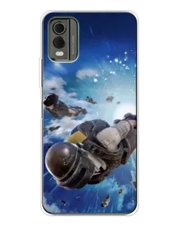 Чехол для Nokia C32 с картинкой «Десант PUBG — прыжок»