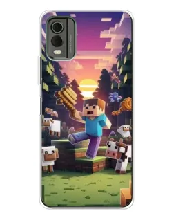 Чехол для Nokia C32 с картинкой «Стив на ферме» Чехол для Nokia C32 с картинкой «Стив на ферме»