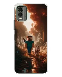 Чехол для Nokia C32 с картинкой «Стив в лесу»