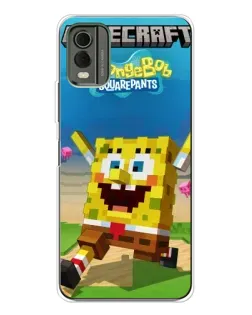 Чохол для Nokia C32 з картинкою «Губка Боб Minecraft»