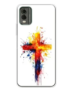 Чехол для Nokia C32 с картинкой «Акварельный крест»