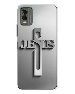 Чехол для Nokia C32 с картинкой «Металлический крест Jesus»