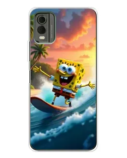Чехол для Nokia C32 с картинкой «Губка Боб серфингист» Чехол для Nokia C32 с картинкой «Губка Боб серфингист»