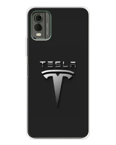 Чехол для Nokia C32 с картинкой «Стальной логотип Tesla» Чехол для Nokia C32 с картинкой «Стальной логотип Tesla»