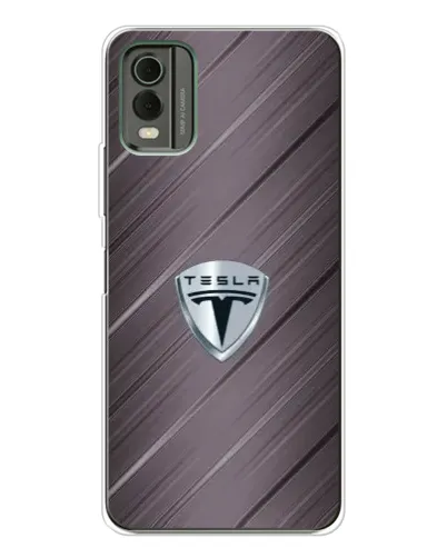 Чехол для Nokia C32 с картинкой «Металлическая текстура Tesla» Чехол для Nokia C32 с картинкой «Металлическая текстура Tesla»