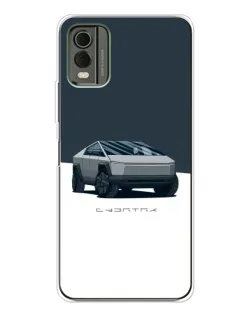 Чехол для Nokia C32 с картинкой «Серебристый Cybertruck Tesla»