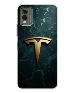 Чехол для Nokia C32 с картинкой «Мраморная Tesla Gold»