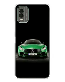 Чехол для Nokia C32 с картинкой «Mercedes — неоновый лого»