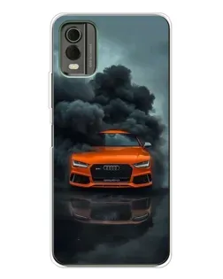 Чехол для Nokia C32 с картинкой «Audi в облаках дыма»