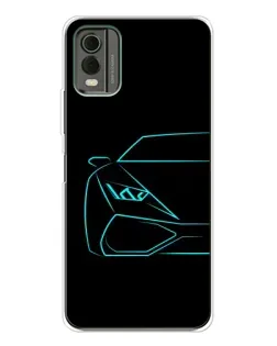 Чохол для Nokia C32 з картинкою «Блакитний силует Lamborghini»