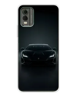 Чохол для Nokia C32 з картинкою «Чорний Lamborghini Aventador»