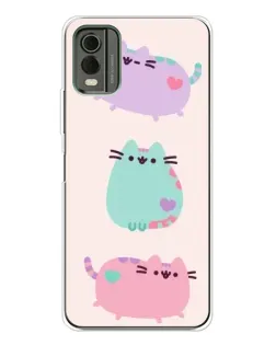 Чехол для Nokia C32 с картинкой «Pusheen трио»