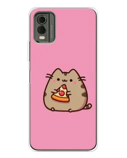 Чехол для Nokia C32 с картинкой «Пушин с пиццей»