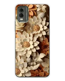 Чехол для Nokia C32 с картинкой «Бежевый флористический декор»