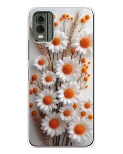 Чехол для Nokia C32 с картинкой «Белые сухоцветы»