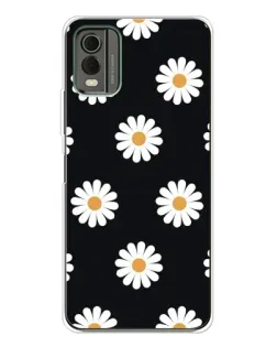 Чехол для Nokia C32 с картинкой «Ромашки на черном»