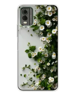 Чехол для Nokia C32 с картинкой «Ветка мелких белых цветов»