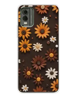 Чехол для Nokia C32 с картинкой «Узор из маленьких подсолнухов»
