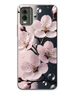 Чехол для Nokia C32 с картинкой «Нежная сакура и капли»
