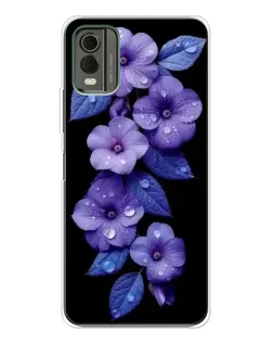 Чехол для Nokia C32 с картинкой «Фиолетовые цветы с росою» Чехол для Nokia C32 с картинкой «Фиолетовые цветы с росою»