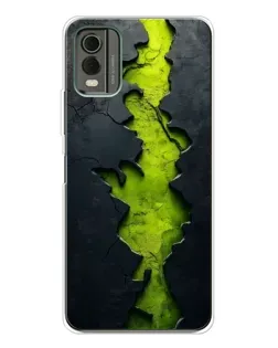 Чехол для Nokia C32 с картинкой «Салатовый разлом скалы»