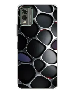 Чехол для Nokia C32 с картинкой «Объемная темная решетка»