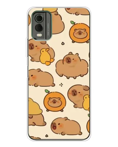 Чехол для Nokia C32 с картинкой «Капибары с апельсинами» Чехол для Nokia C32 с картинкой «Капибары с апельсинами»