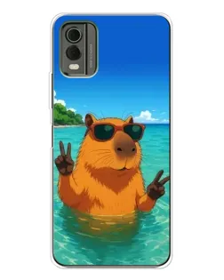 Чехол для Nokia C32 с картинкой «Морская капибара»
