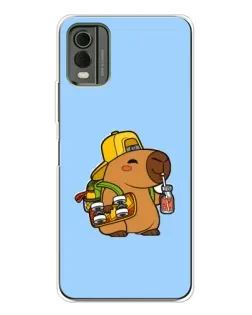 Чехол для Nokia C32 с картинкой «Капибара на скейте»
