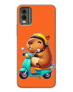 Чехол для Nokia C32 с картинкой «Капибара на скутере»