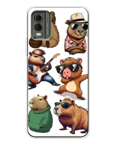 Чехол для Nokia C32 с картинкой «Крутые капибары музыканты» Чехол для Nokia C32 с картинкой «Крутые капибары музыканты»