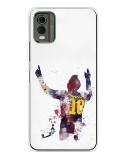 Чехол для Nokia C32 с картинкой «Акварельный Месси Барселона»