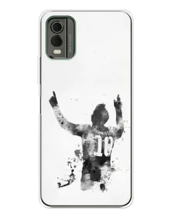 Чехол для Nokia C32 с картинкой «Черно-белый силуэт Месси» Чехол для Nokia C32 с картинкой «Черно-белый силуэт Месси»