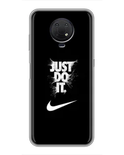 Чехол для Nokia G10 с картинкой «Текстовый принт Nike» Чехол для Nokia G10 с картинкой «Текстовый принт Nike»