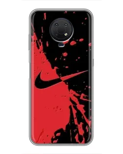Чехол для Nokia G10 с картинкой «Красные брызги Nike» Чехол для Nokia G10 с картинкой «Красные брызги Nike»