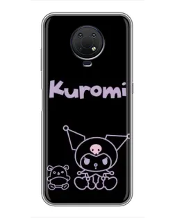 Чехол для Nokia G10 с картинкой «Kuromi — черный минимализм»